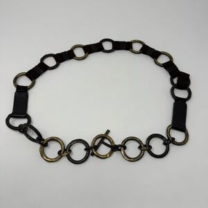 Vintage‎ Y2K Sandy Duftler Black/Bronze Designed Chain Belt Women's Medium